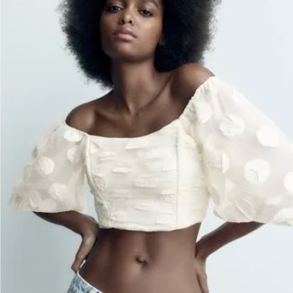 Zara Cream Off-Shoulder Blouse
